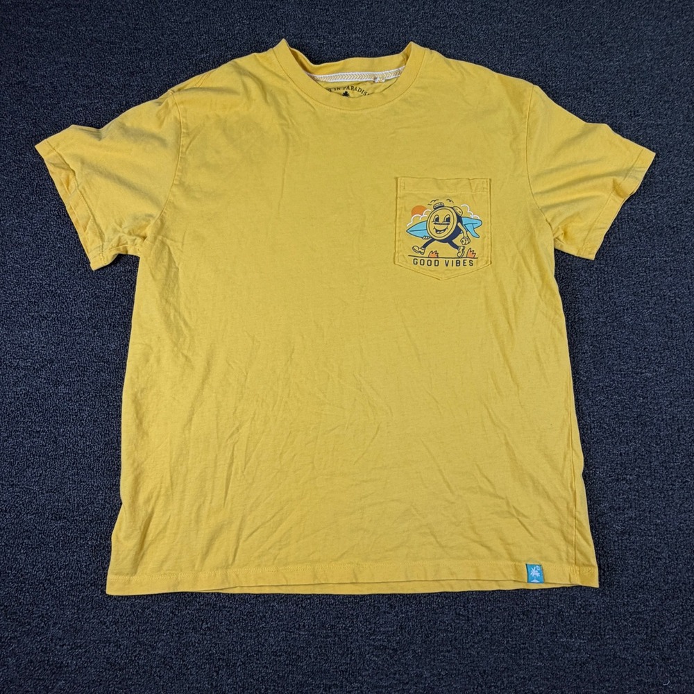 Free Planet T-Shirt Mens XL FT9KE86MP5T2 Yellow Good Vibes Summer EUC
